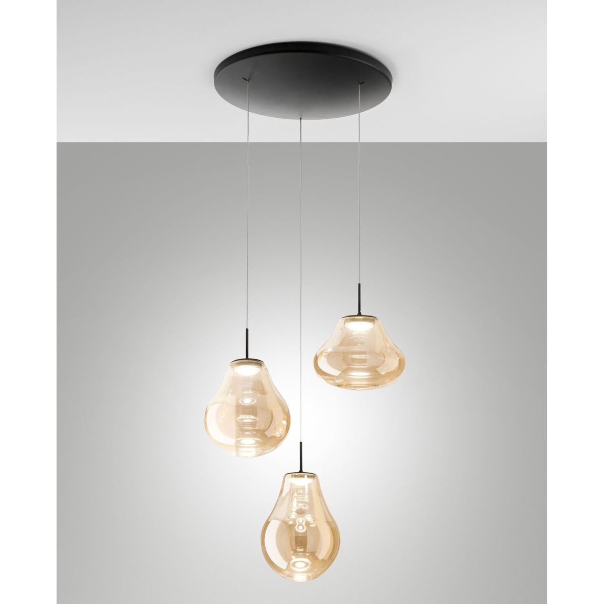 Fabas Luce 3774-47-125 LED Pendelleuchte Deva 3-flammig Amber dimmbar