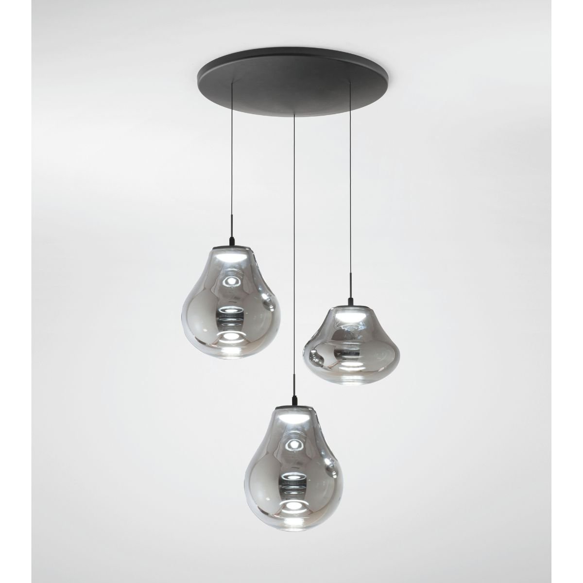 Fabas Luce 3774-47-126 LED Pendelleuchte Deva 3-flammig Grau Transparent