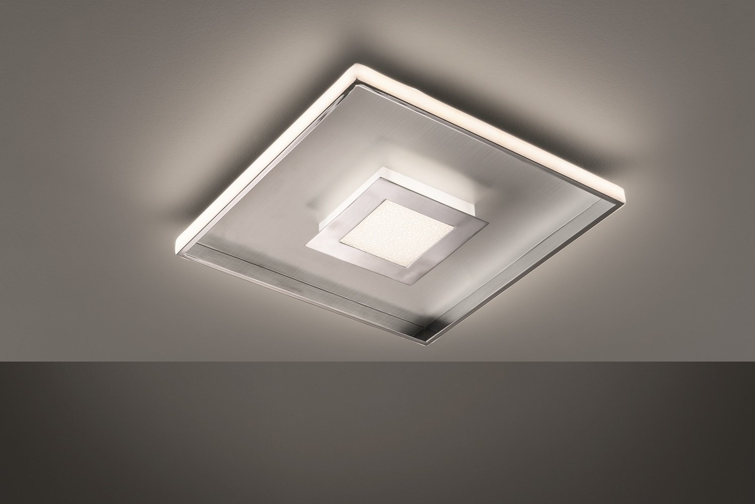 Fischer & Honsel 20638 LED Deckenleuchte Bug 28W chromfarben 40x40 cm  dimmbar --> Leuchten & Lampen online kaufen » | Deckenlampen