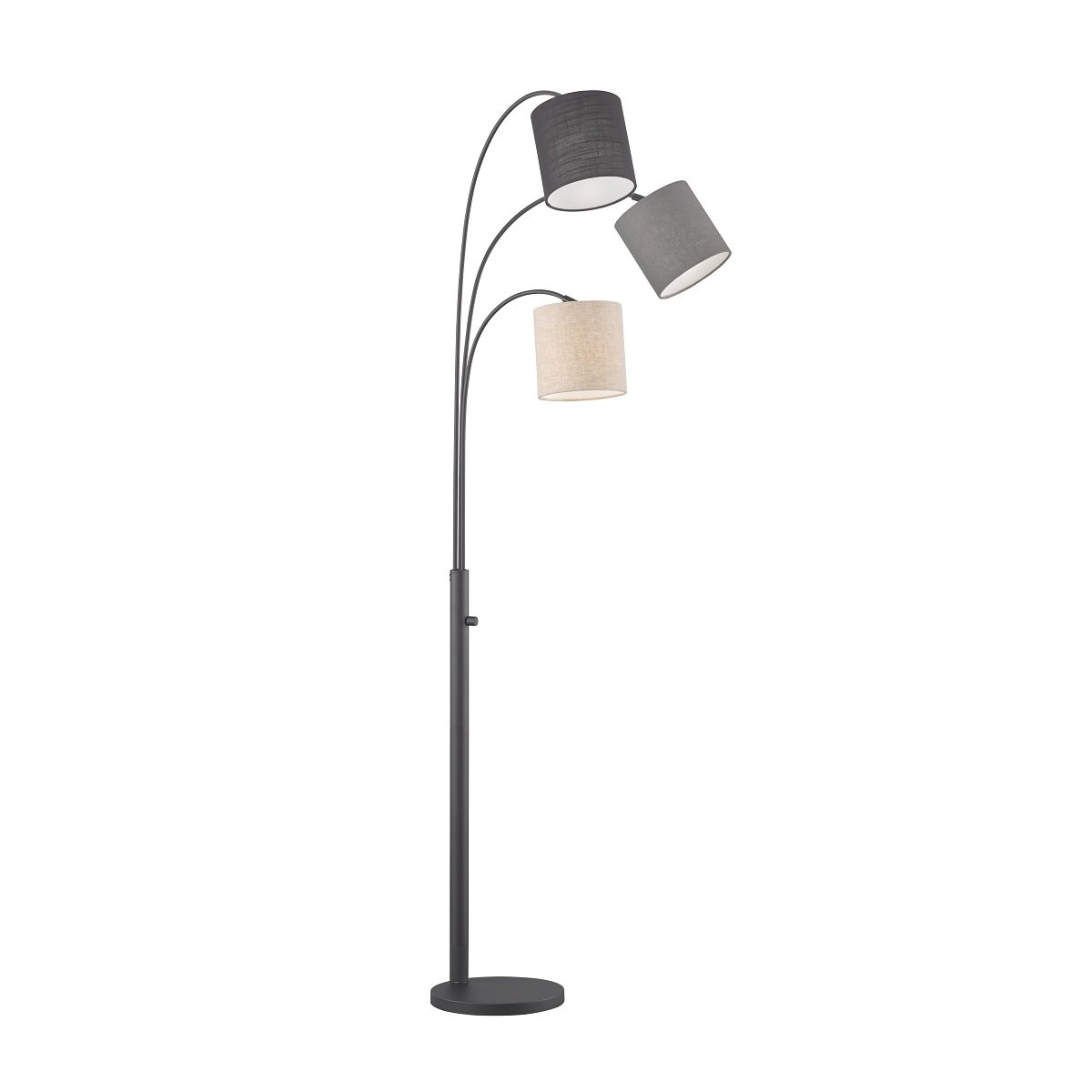 Fischer & Honsel 40360 Standleuchte Shade 3-flammig Schwarz Grau Sand E27  --> Leuchten & Lampen online kaufen im Shop