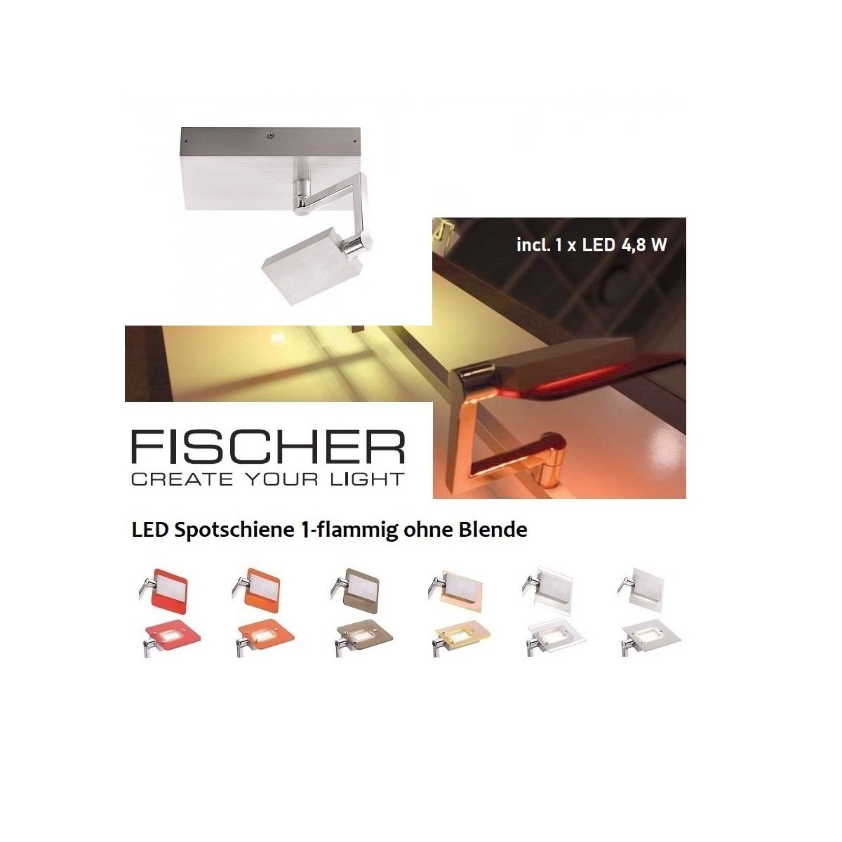 Fischer m6 LED 7 No. 54391 Wandspot ohne Glas 1-flammig aluminium