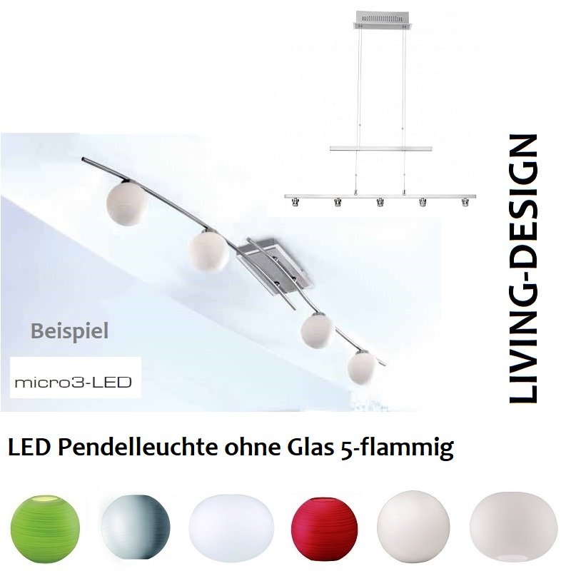 Fischer m6 micro 3 No. 13395 Pendelleuchte ohne Glas 5-flammig nickel h�henverstellbar dimmbar