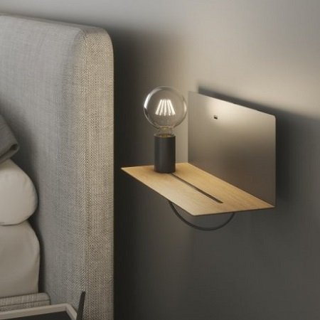 Luce Design Flash AP NER Wandleuchte 1-flammig ECO Light schwarz holz -->  Leuchten & Lampen online kaufen im Shop