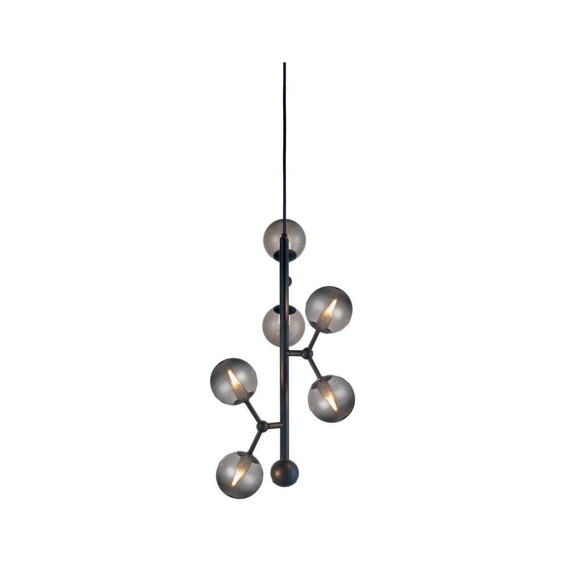 Halo Design No. 738854 LED Pendelleuchte ATOM vertical by E. Patton Schwarz Rauchglas