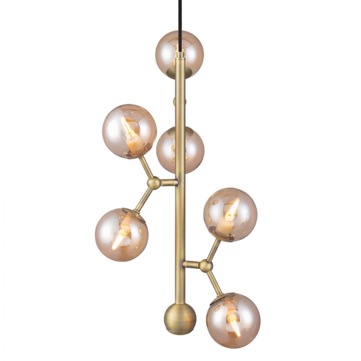 Halo Design No. 738861 Pendelleuchte ATOM by E. Patton Amber Messing 31cm