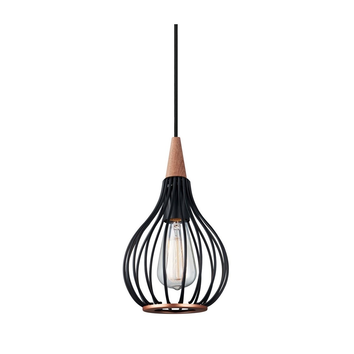 Halo Design No. 990891 LED Pendelleuchte DROPS, schwarz matt-Holz � 17