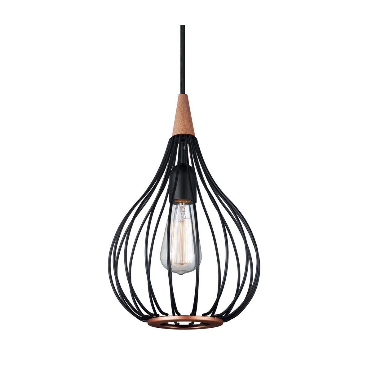 Halo Design No. 990907 LED Pendelleuchte DROPS, schwarz matt-Holz � 23
