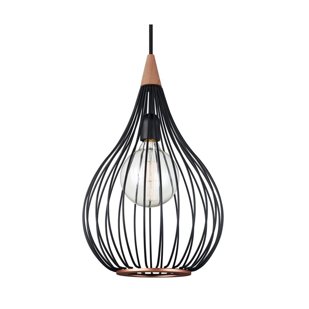 Halo Design No. 990914 LED Pendelleuchte DROPS, schwarz matt-Holz � 30