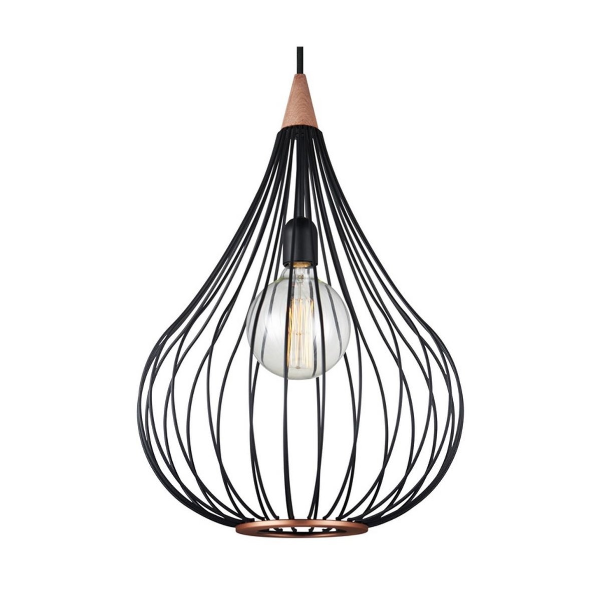 Halo Design No. 990921 LED Pendelleuchte DROPS, schwarz matt-Holz � 38