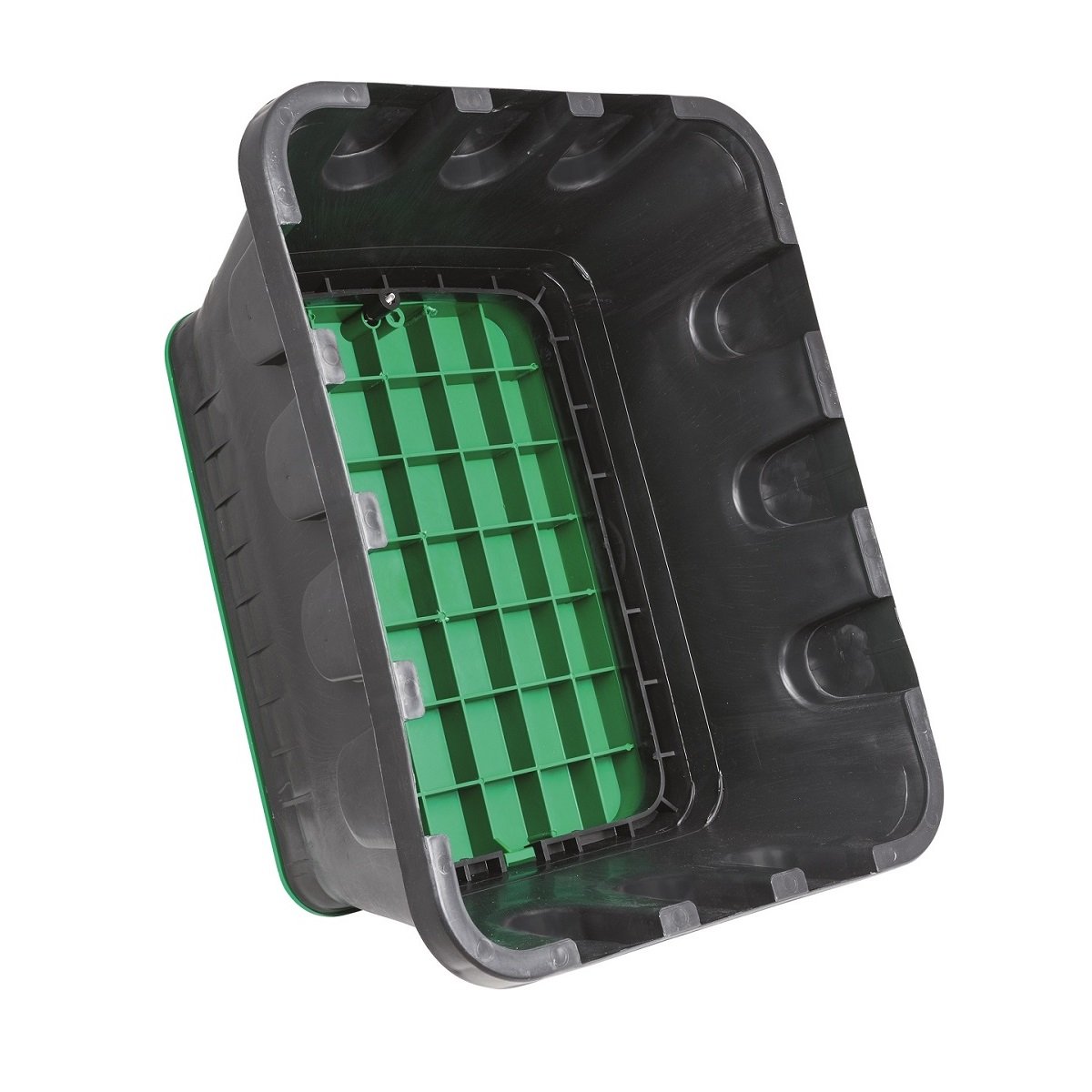 Heitronic 21042 Bodeneinbaudose Jumbo eckig schwarz gr�n 12 Ausg�nge