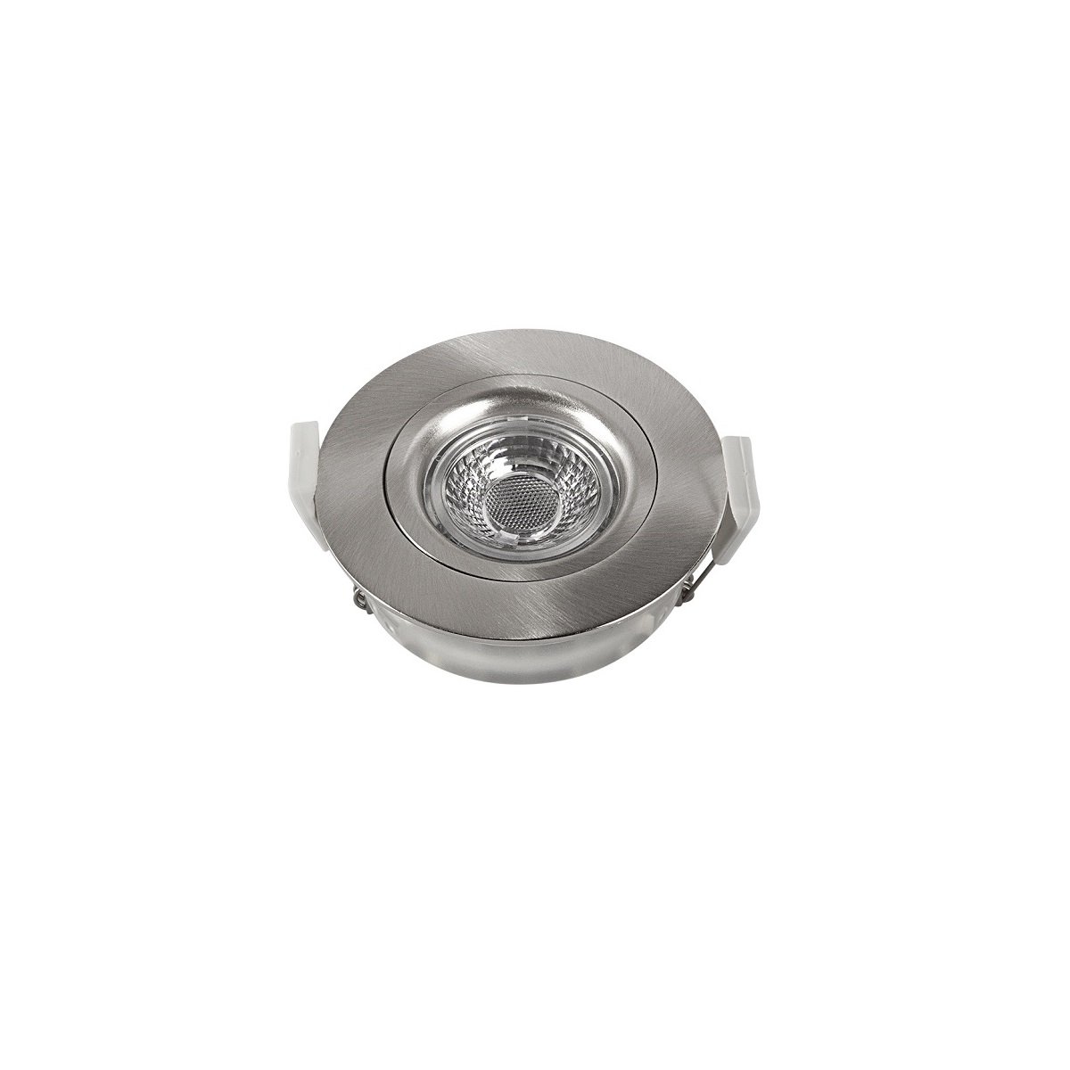 Heitronic 500954 LED Einbaustrahler nickel matt rund schwenkbar IP44 dim-to-warm