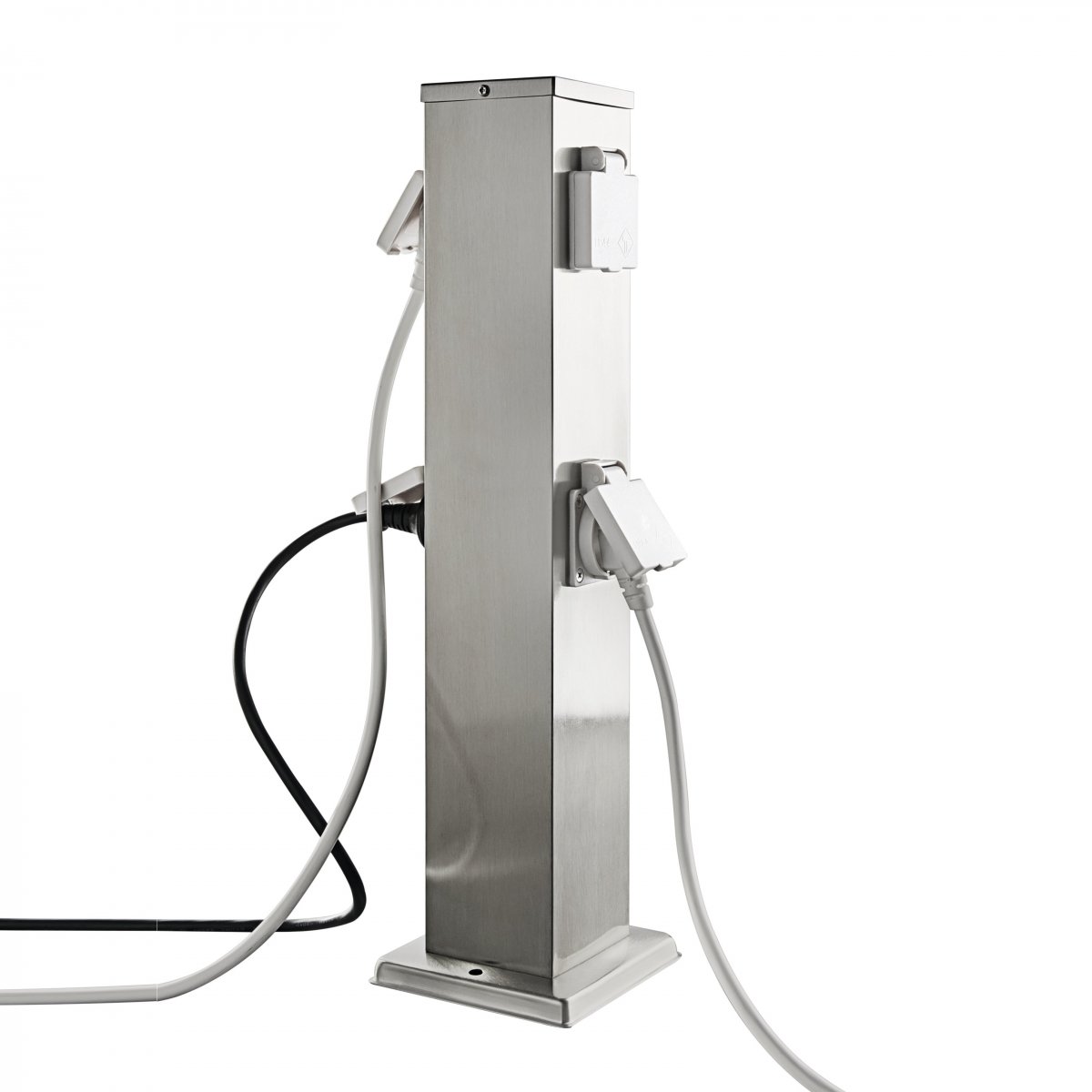 Heitronic Nr. 35461-HE Energieverteiler 4-Fach Bangkok Eckig edelstahl 47cm