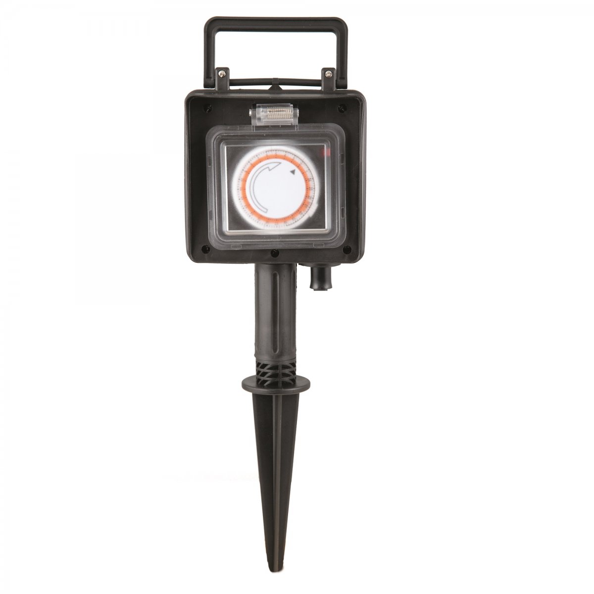 Heitronic Nr. 35465-HE Energieverteiler mit Timer 2-Fach Dubai schwarz IP44 25cm
