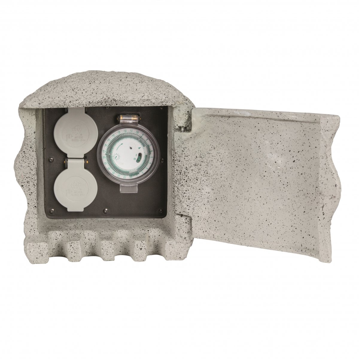 Heitronic Nr. 37503-HE Energieverteiler mit Timer 2-Fach Piedra steinoptik IP44