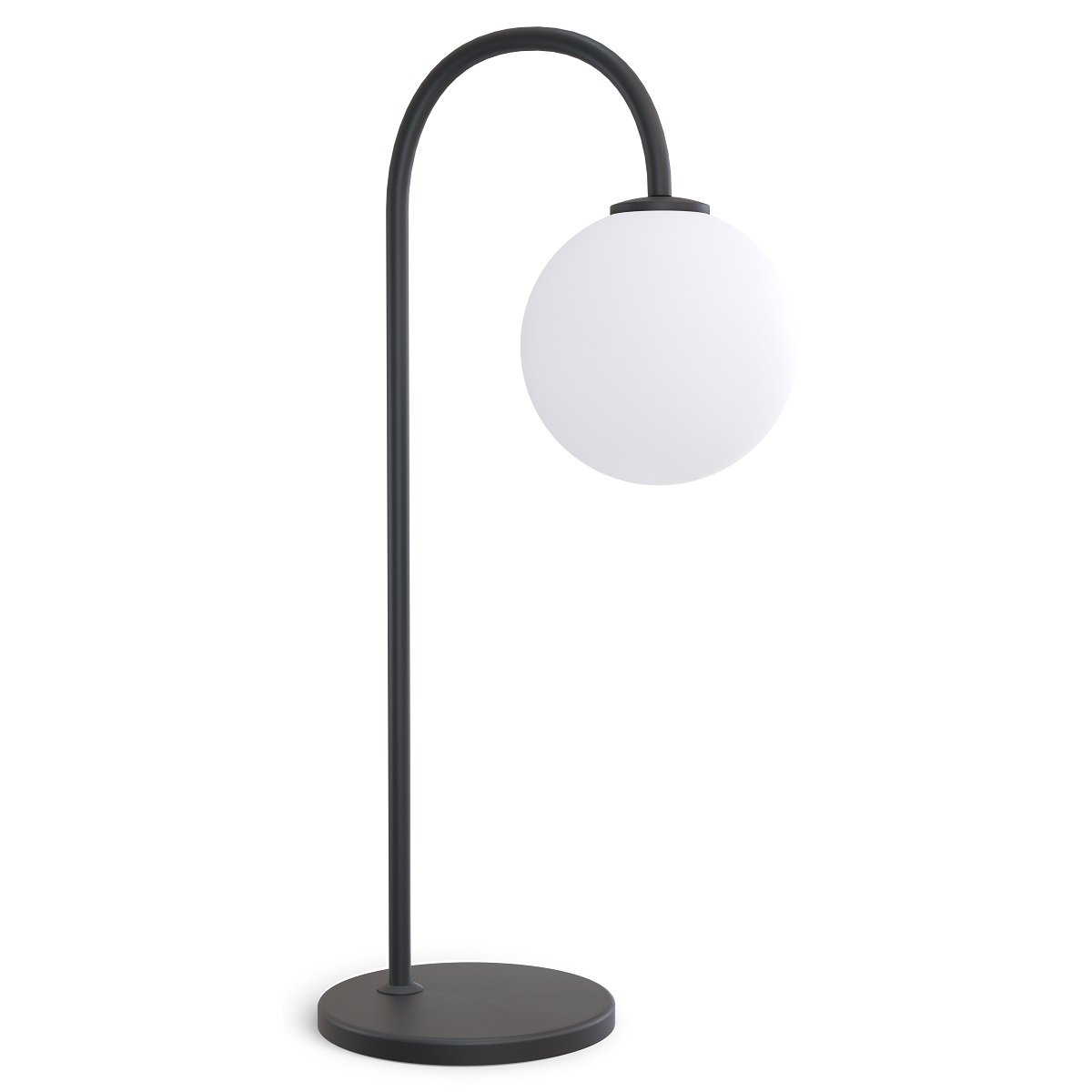 Herstal Ballon Tischleuchte schwarz Glas opal G9 53cm