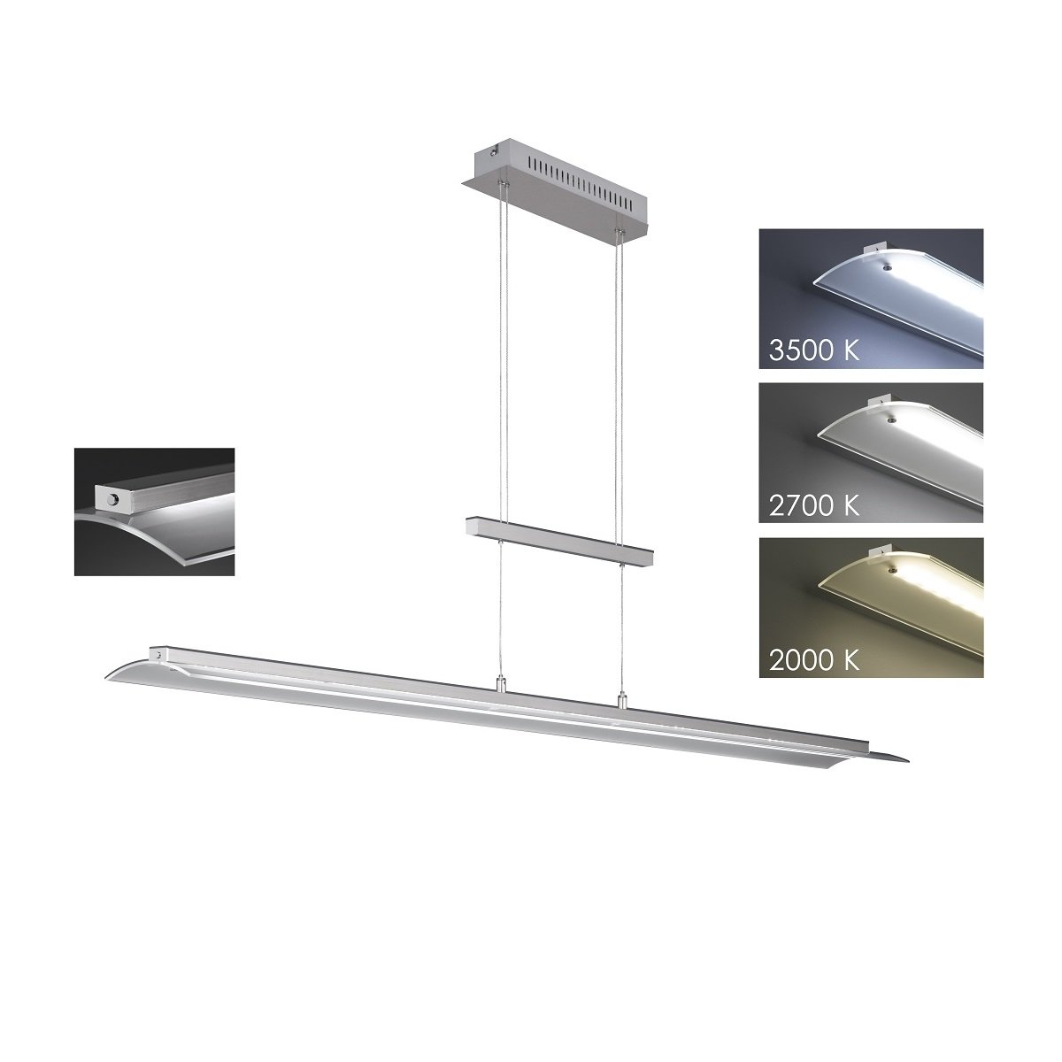 Pendelleuchte LED dimmbar & höhenverstellbar Länge 135cm Pendel Hängeleuchten 