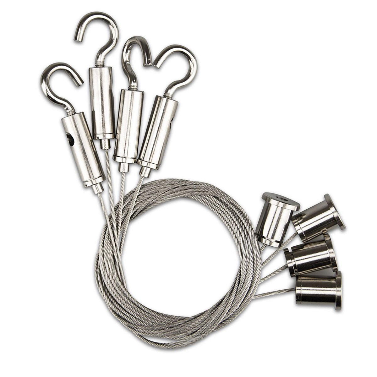 ISOLED 113372 Seilabh�ngung (4 Stk) mit Deckenverschraubung Stahlseile 1m