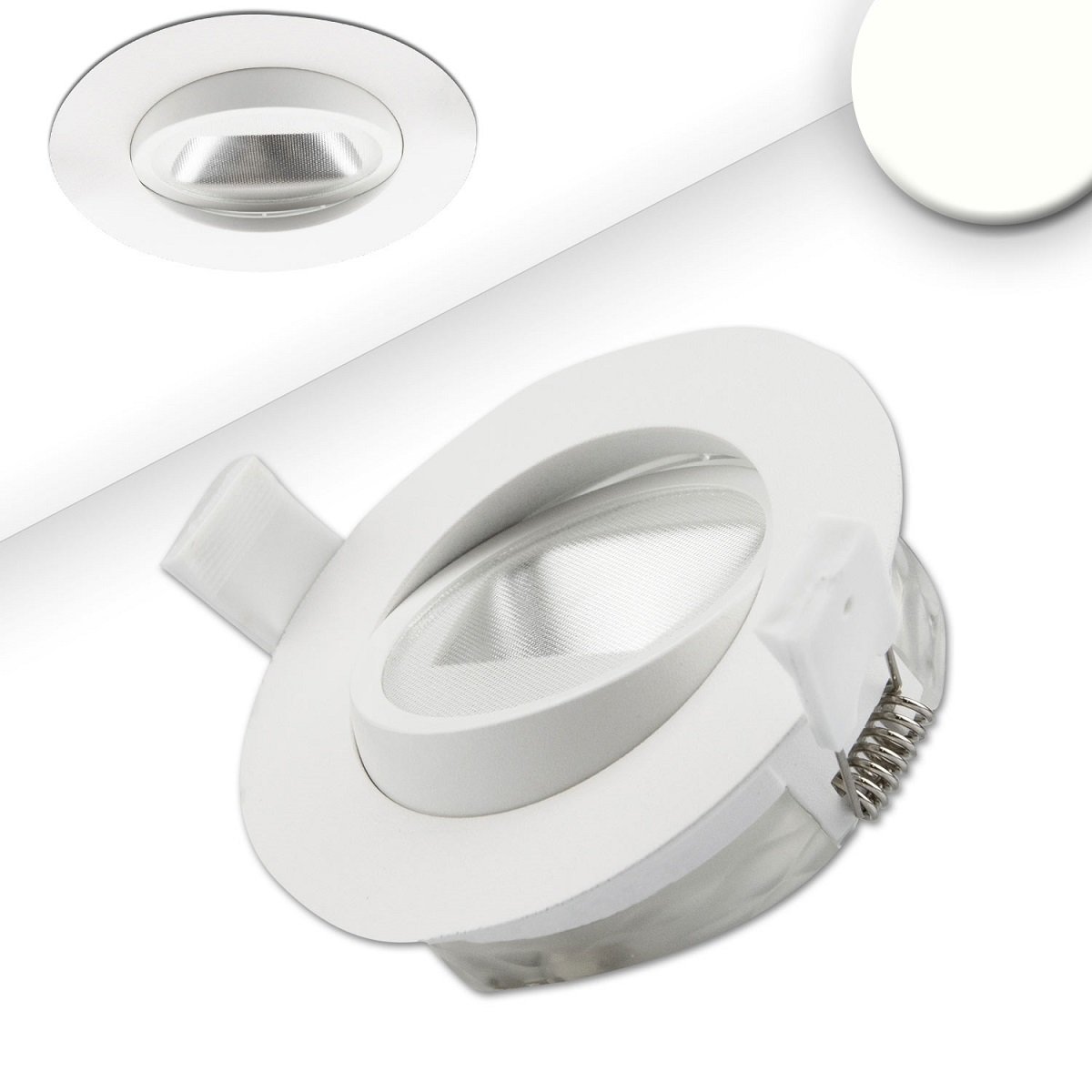 ISOLED 114148 LED Einbaustrahler asymmetrisch COB wei� 8W rund 4000k dimmbar