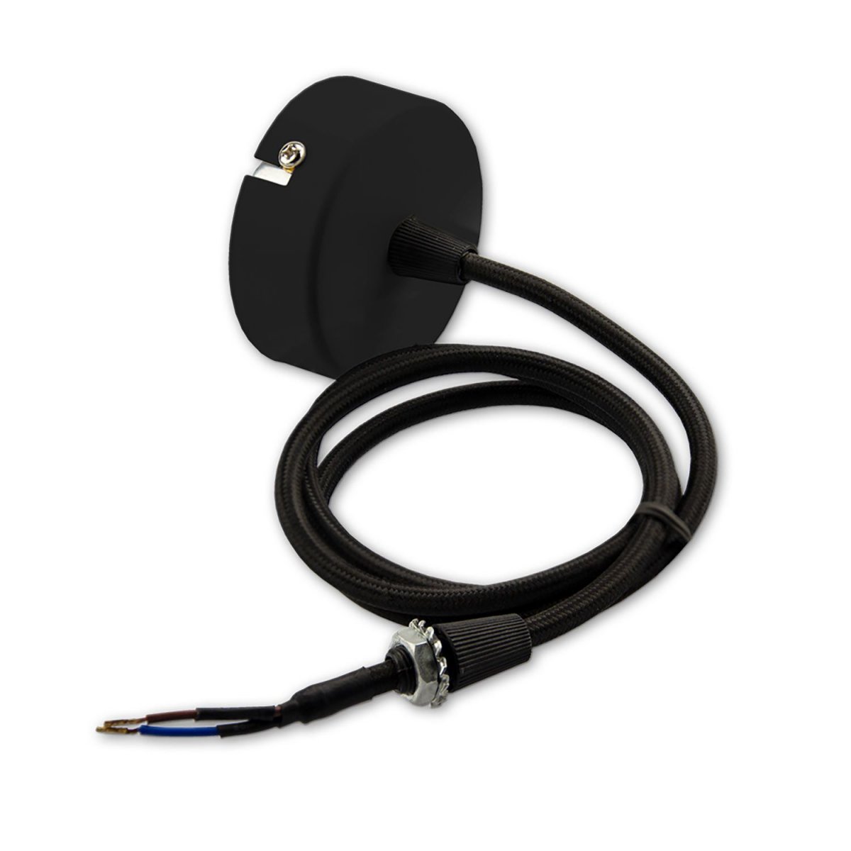 ISOLED 114940 Deckenbaldachin rund 60mm schwarz inkl. 2-poliges Stoffkabel 1,5m