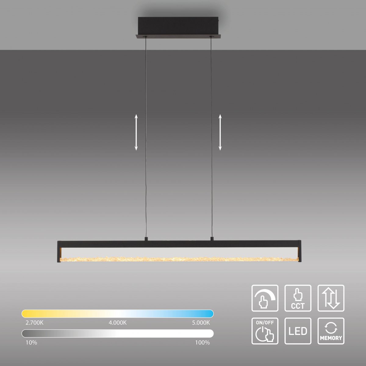 JUST LIGHT 11023-18 SPLENDA LED Pendelleuchte CCT schwarz Comfort-Lift