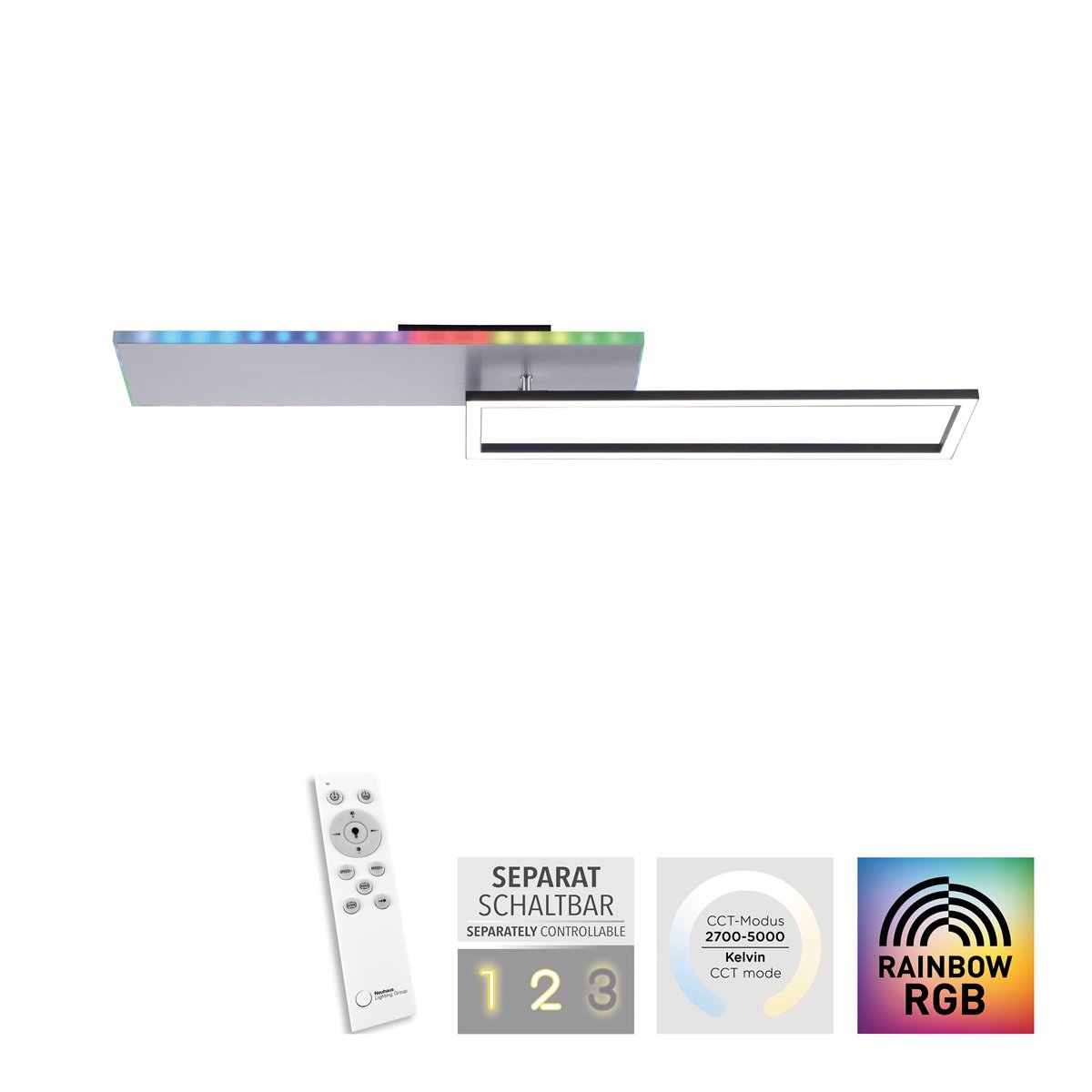 JUST LIGHT 11326-95 LED Deckenleuchte aluminium CCT Rainbow RGB
