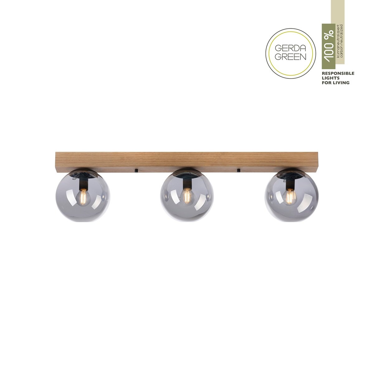 JUST LIGHT 11399-79  Green Widow LED Deckenleuchte 3 flammig Holz rauchfarben
