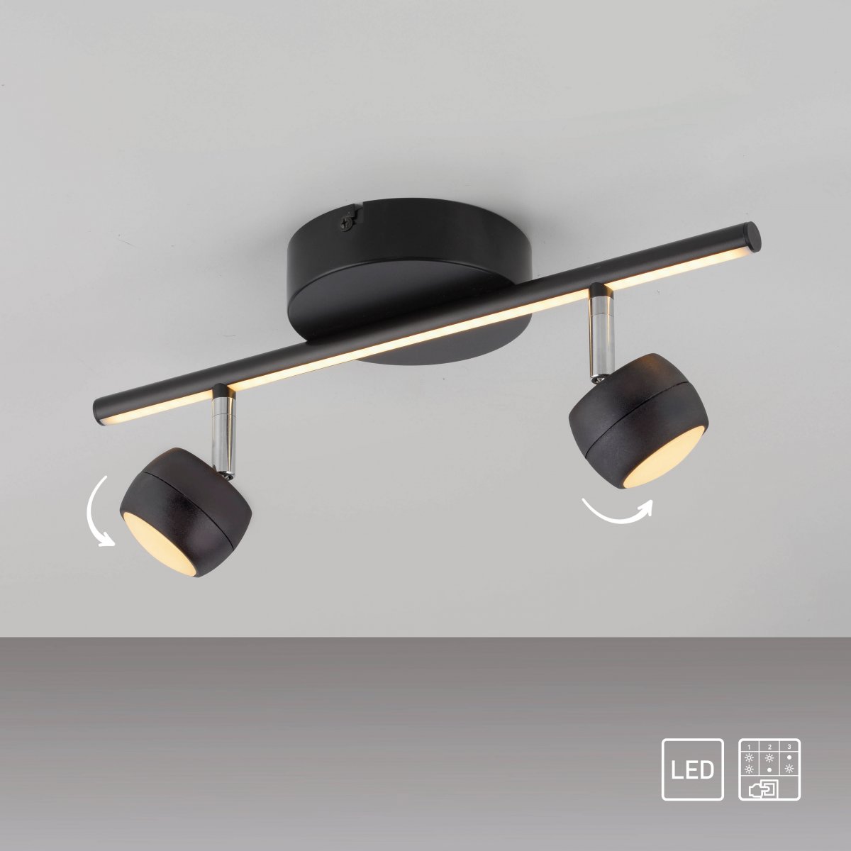 JUST LIGHT 11401-18 JARIK Deckenleuchte 2-flammig schwarz 3000K