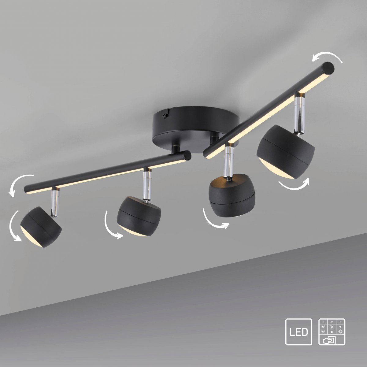 JUST LIGHT 11402-18 JARIK Deckenleuchte 4-flammig schwarz 3000K