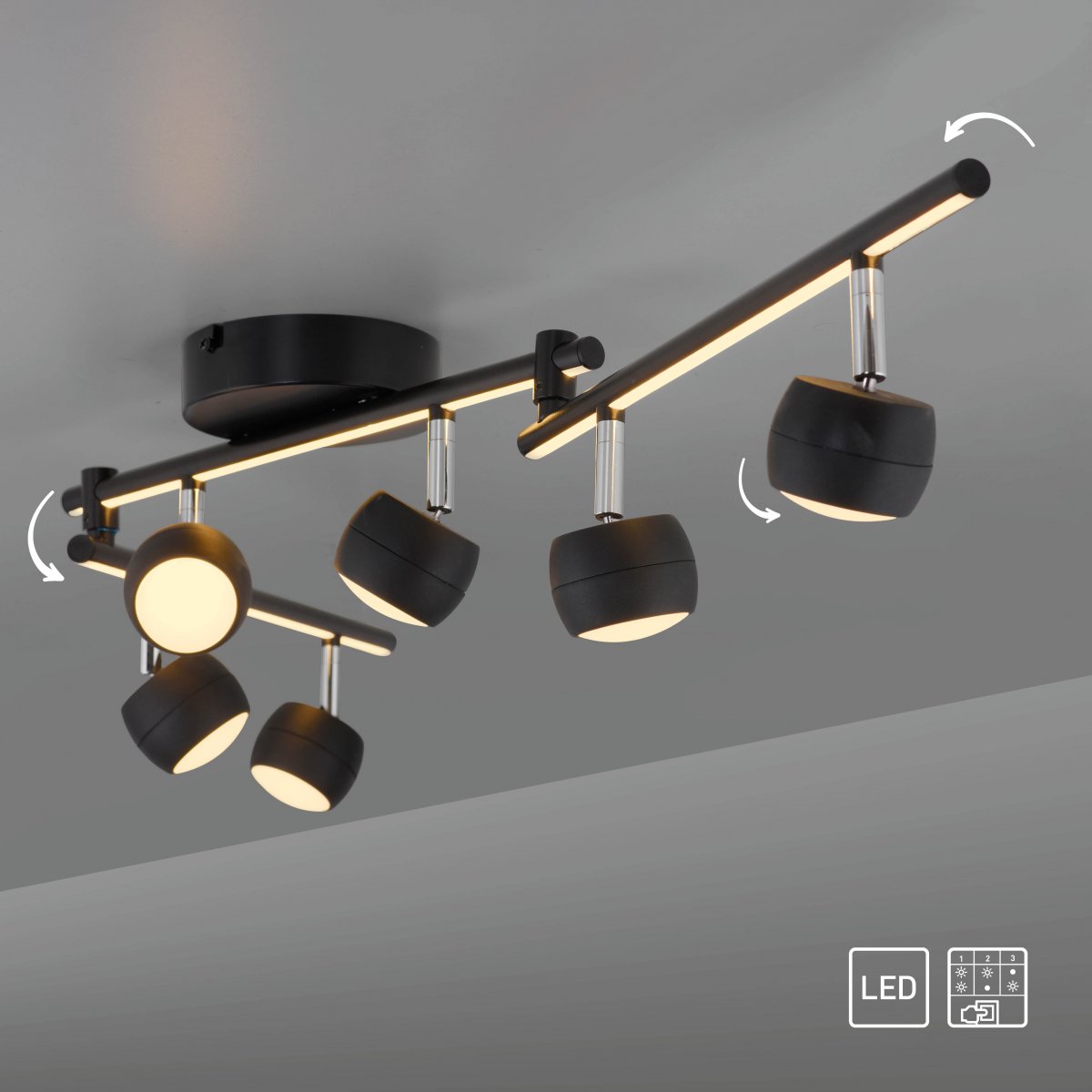 JUST LIGHT 11403-18 JARIK Deckenleuchte 6-flammig schwarz 3000K