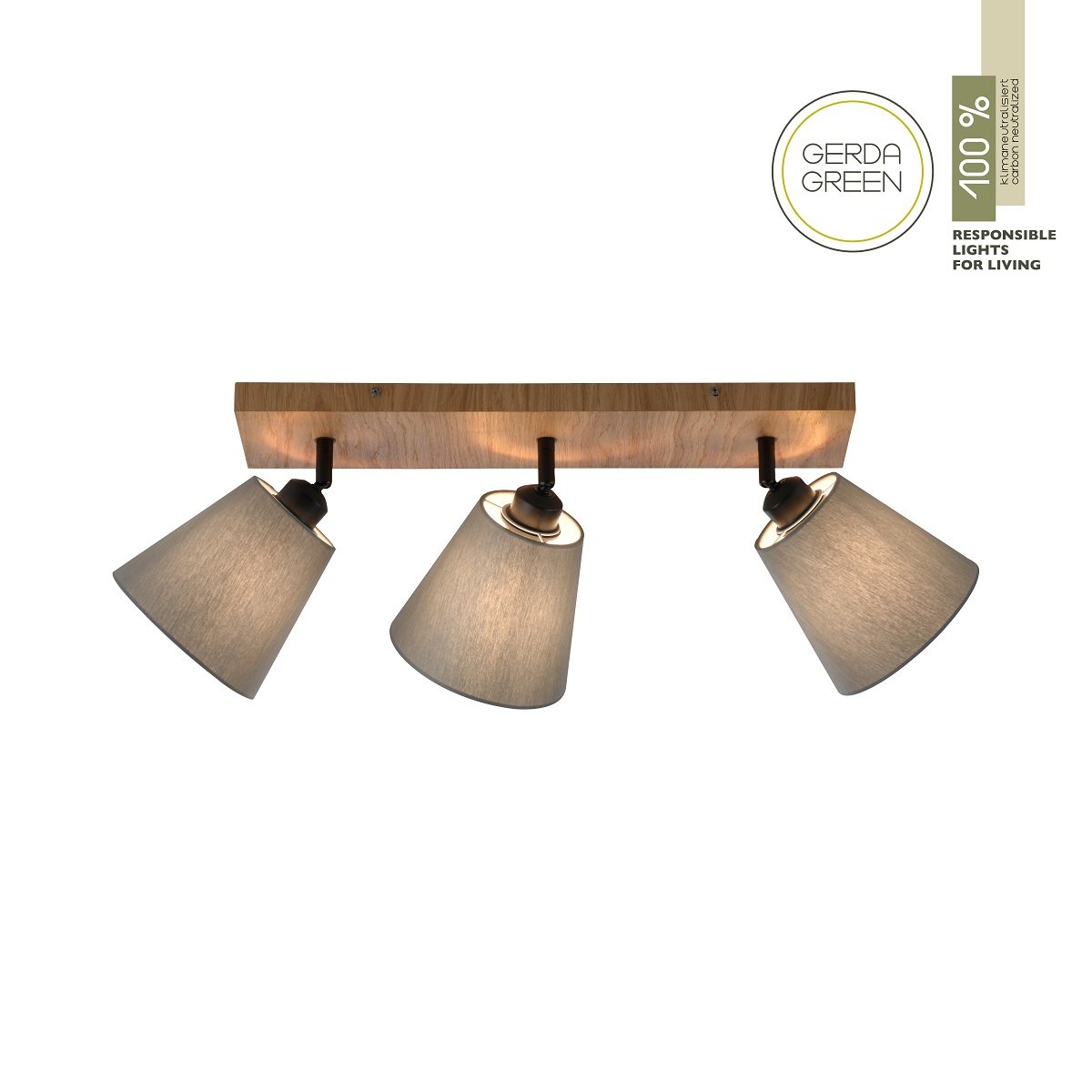 JUST LIGHT 11582-79 Deckenleuchte Green Michel 3-flammig Eiche Stoffschirme Grau