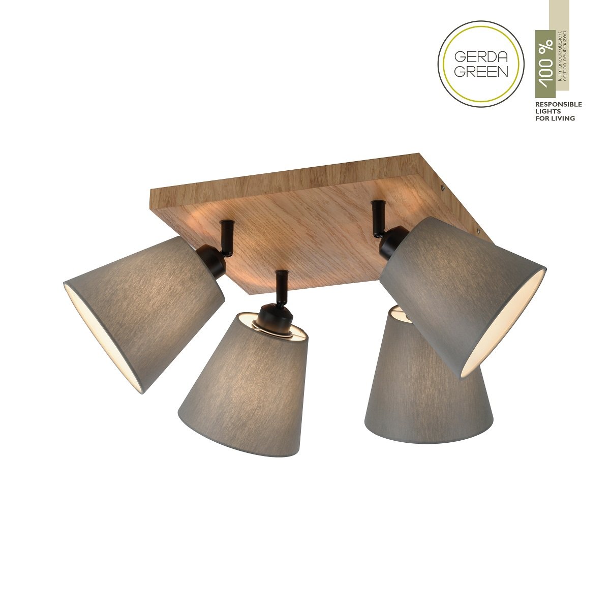 JUST LIGHT 11583-79 Deckenleuchte Green Michel 4-flammig Eiche Stoffschirme Grau