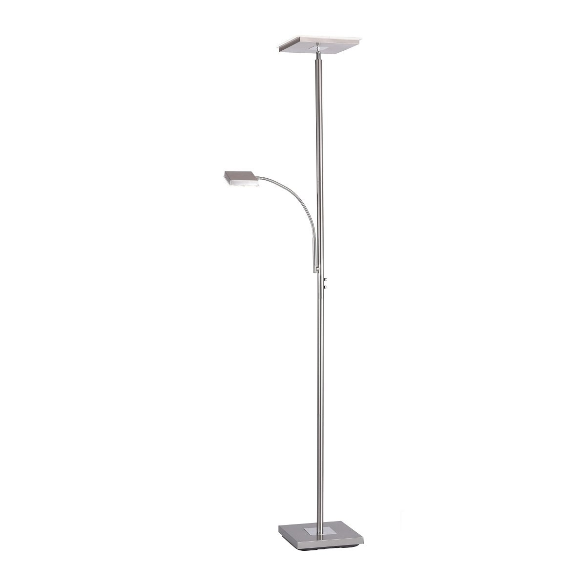 JUST LIGHT 11710-55 LED Stehleuchte Hans eckig mit Lesearm 3000K dimmbar Stahl