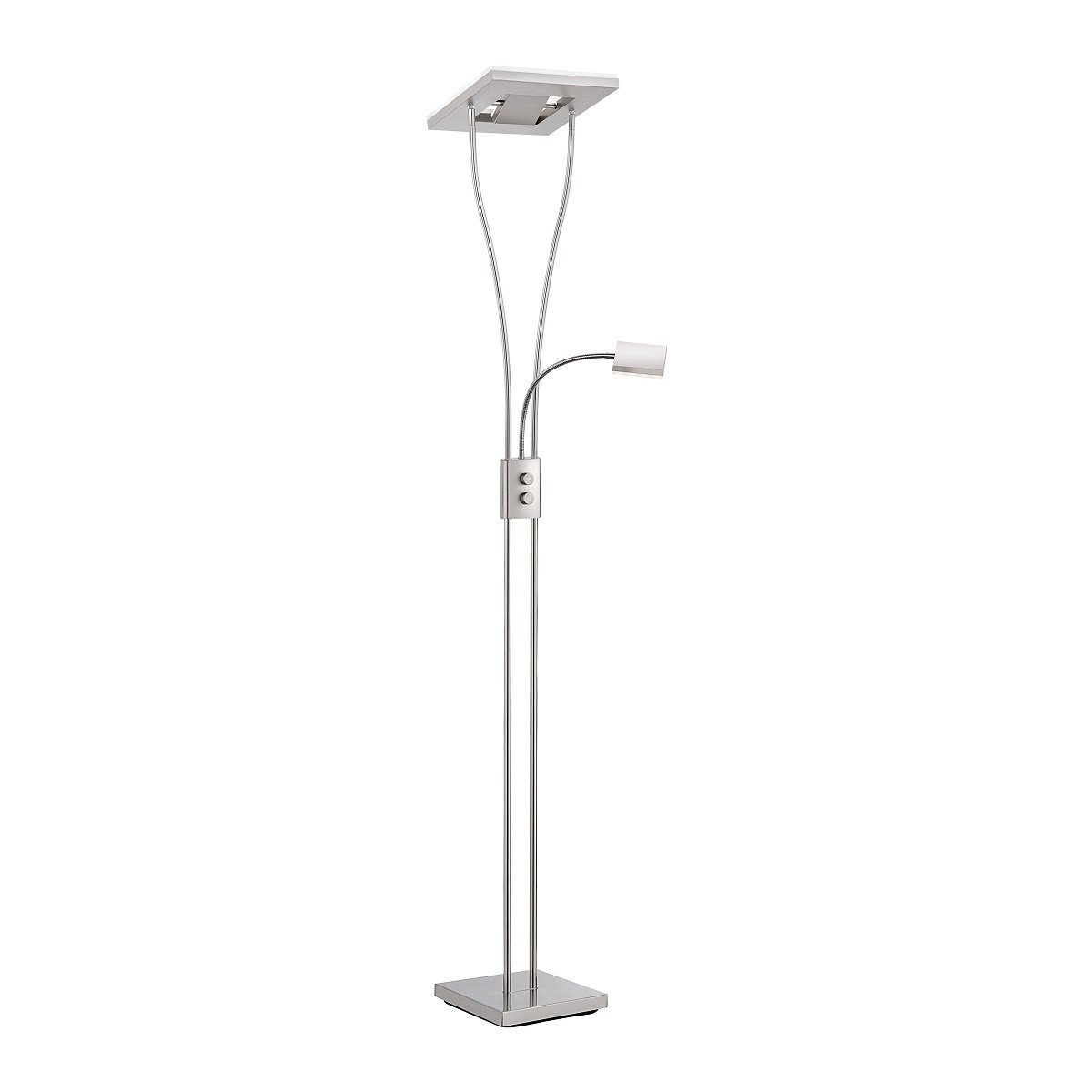 JUST LIGHT 11776-55 HELIA LED Stehleuchte eckig mit Lesearm 3000K dimmbar stahlarben