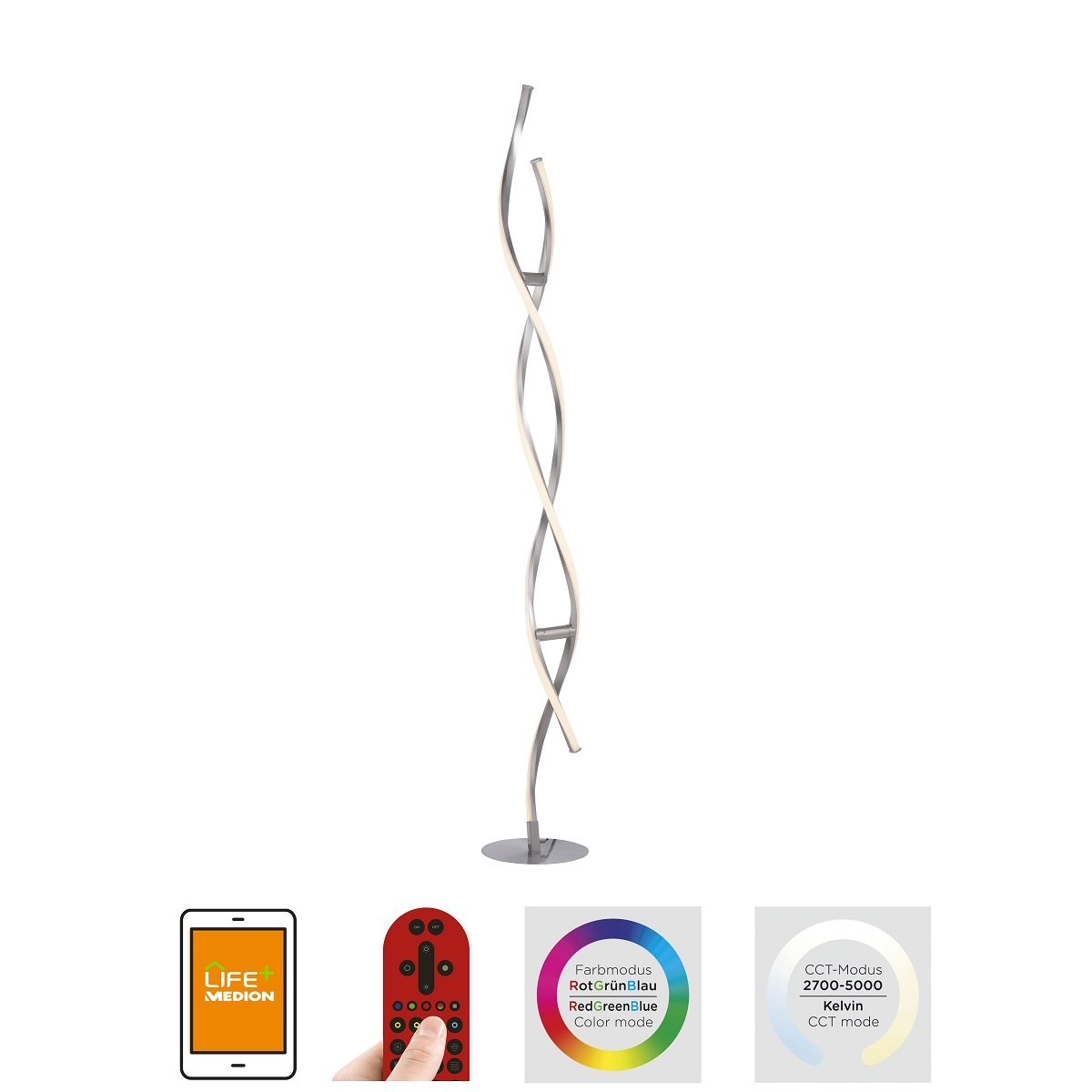 JUST LIGHT 11992-55 LOLAsmart LED Stehleuchte Swing Smart Home RGB CCT stahlfarben