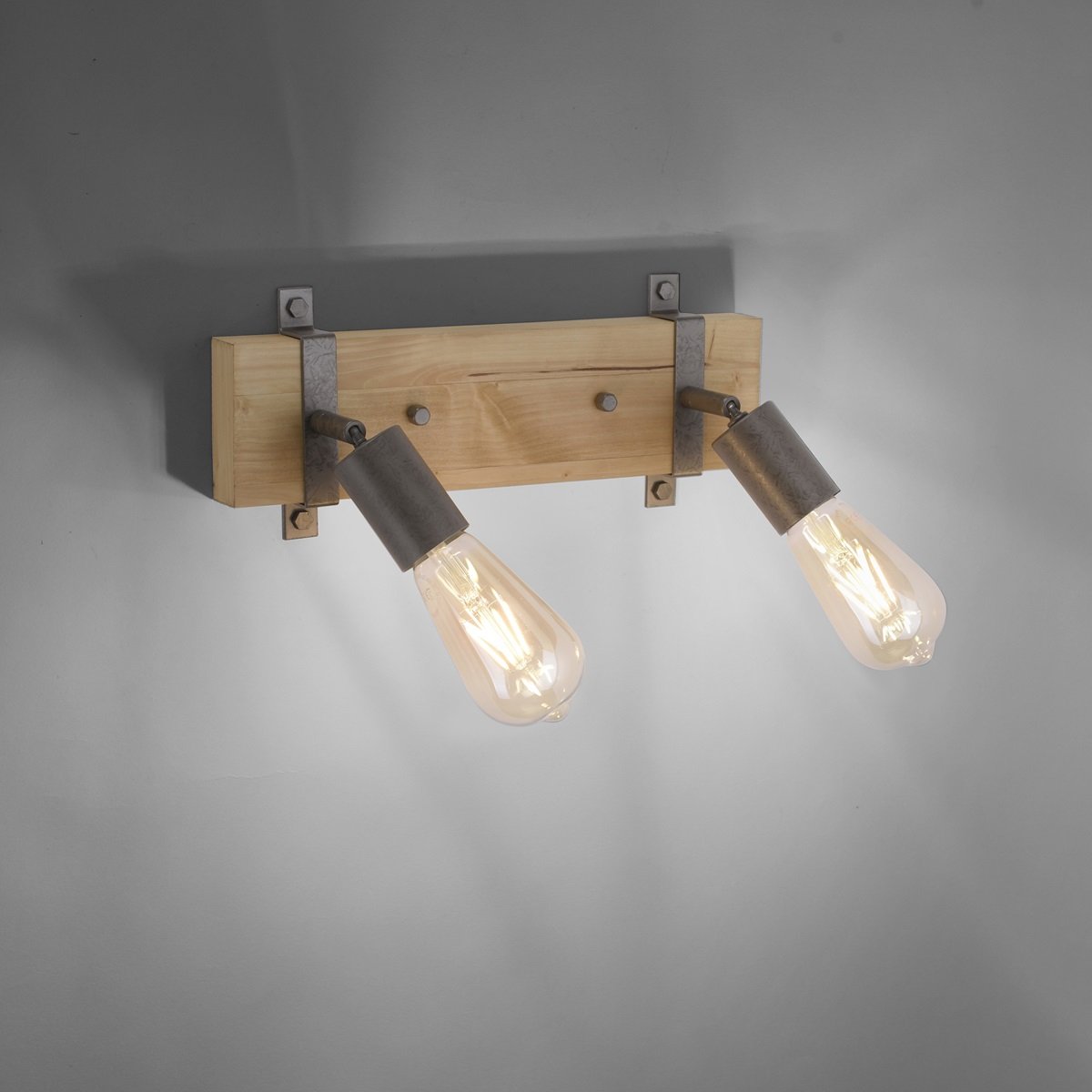 JUST LIGHT 13472-79 Wandleuchte Slat 2-flammig Vintage-Stil Holz