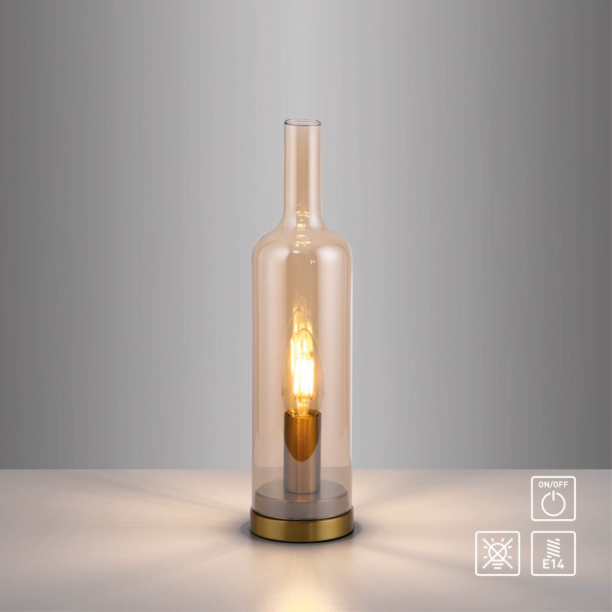 JUST LIGHT 14006-27 BOTTLE Tischleuchte amberglas