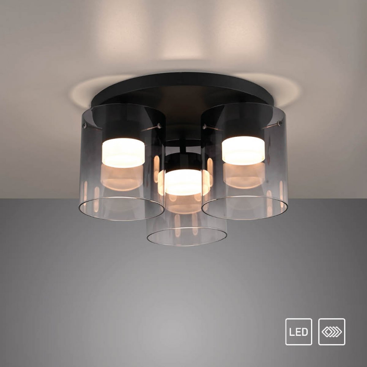 JUST LIGHT 14041-18 ELIO Deckenleuchte 3-flammig schwarz 3000K