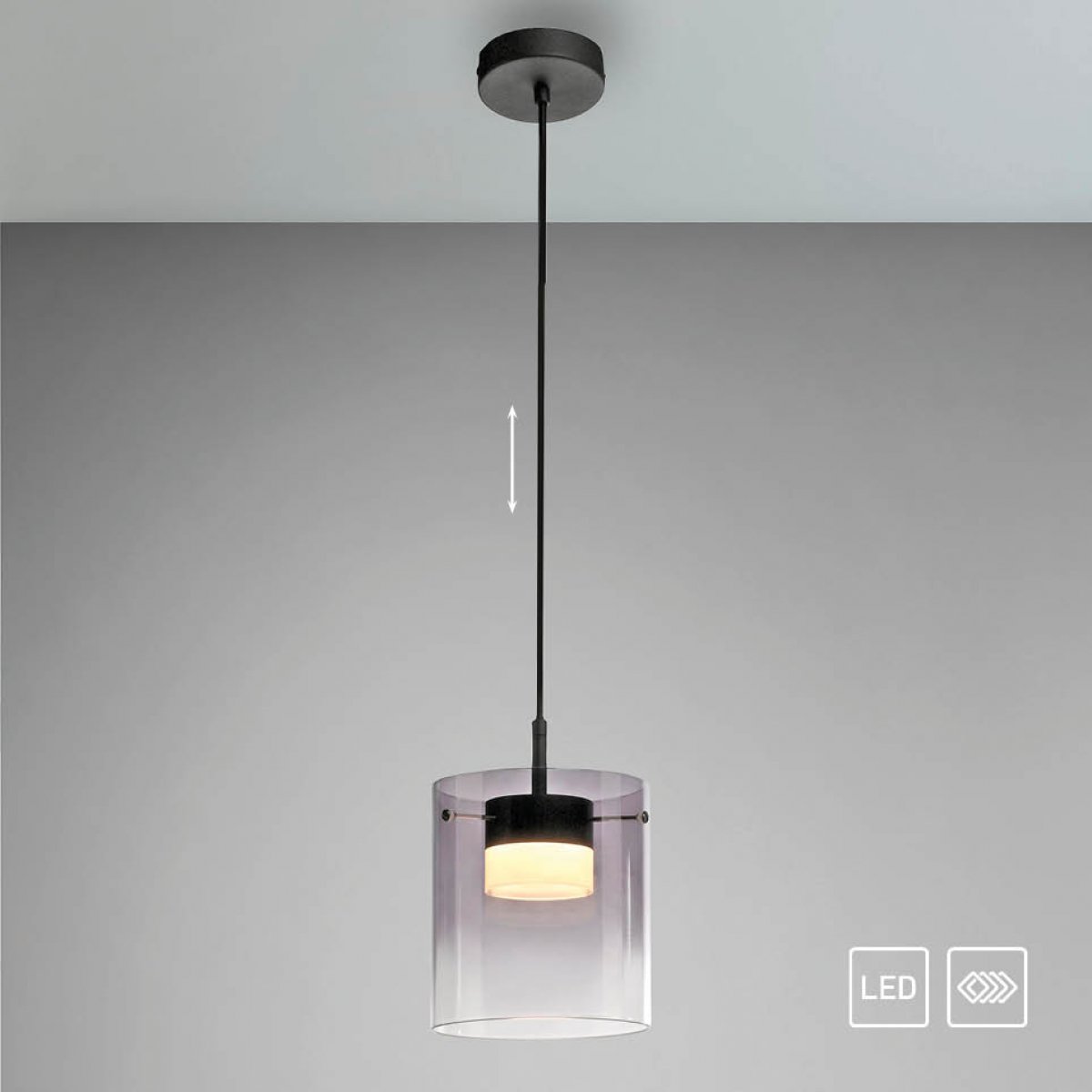 JUST LIGHT 14042-18 ELIO Pendelleuchte 1-flammig schwarz 3000K