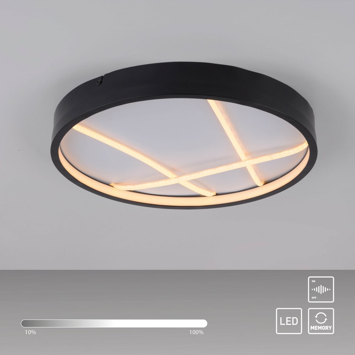 JUST LIGHT 14091-18 MIKADO Deckenleuchte rund schwarz 3000K