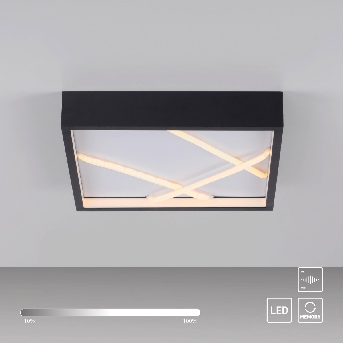 JUST LIGHT 14092-18 MIKADO Deckenleuchte eckig schwarz 3000K