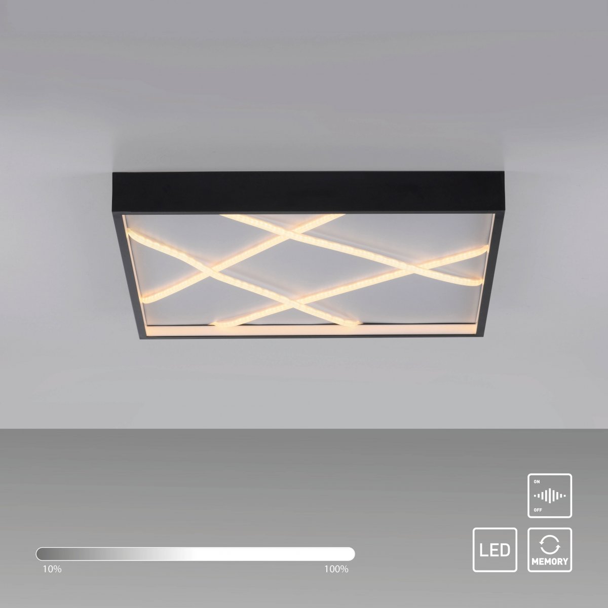 JUST LIGHT 14093-18 MIKADO Deckenlampe eckig schwarz 3000K