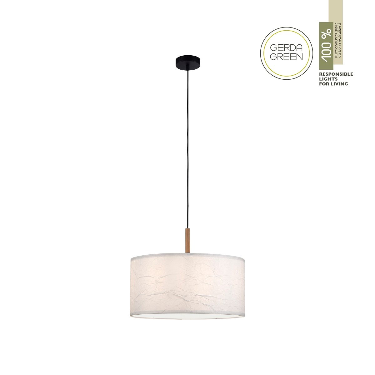 JUST LIGHT 14181-16 Green Sofie Pendelleuchte 1-flammig E27 Schwarz Papierschirm Wei�