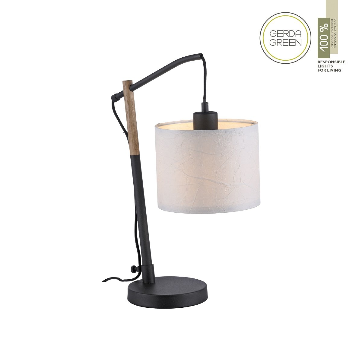 JUST LIGHT 14184-16 Green Sofie Tischleuchte 1-flammig E27 Schwarz Papierschirm Wei�