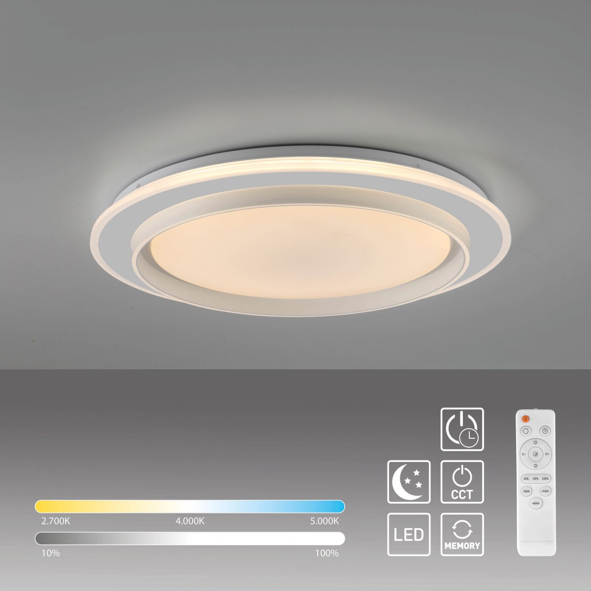 JUST LIGHT 14297-16 LAGO Deckenleuchte weiss CCT-Farbsteuerung