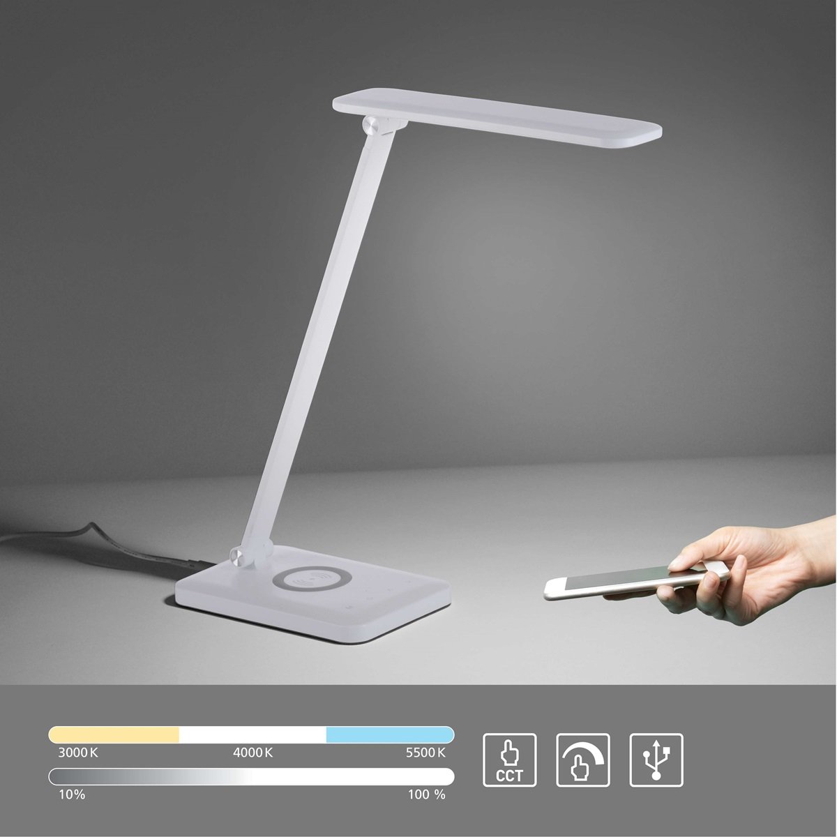 JUST LIGHT 14415-16 LED Tischleuchte FLORENTINA Touchdimmer weiss CCT Funktion