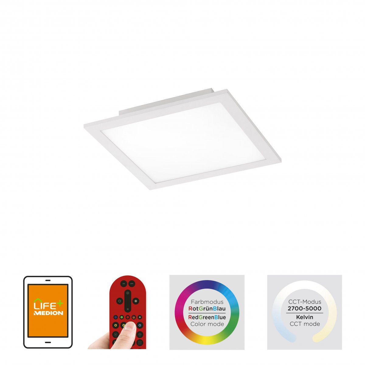 JUST LIGHT 14680-16 LOLAsmart LED Deckenleuchte FLAT 30x30cm wei� RGBW