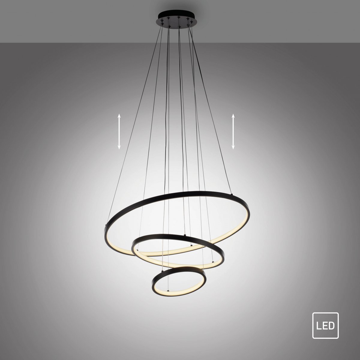 JUST LIGHT 15070-18 CERCHI Pendelleuchte schwarz 3000K