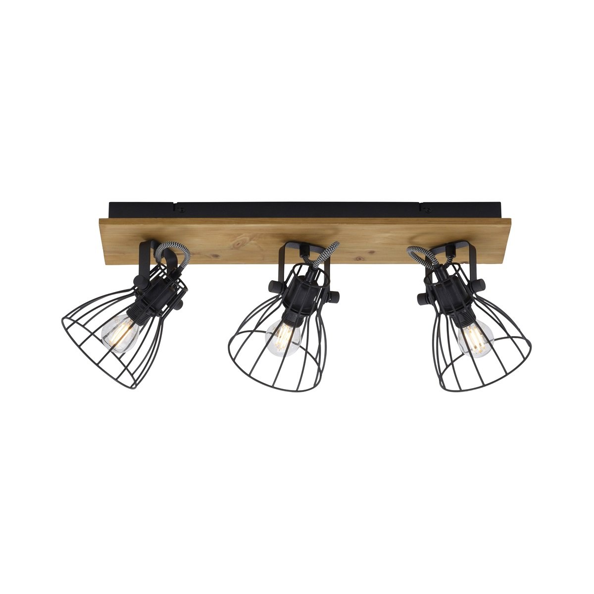 JUST LIGHT 15119-18  TARO Deckenleuchte 3-flammig schwarz Naturholz