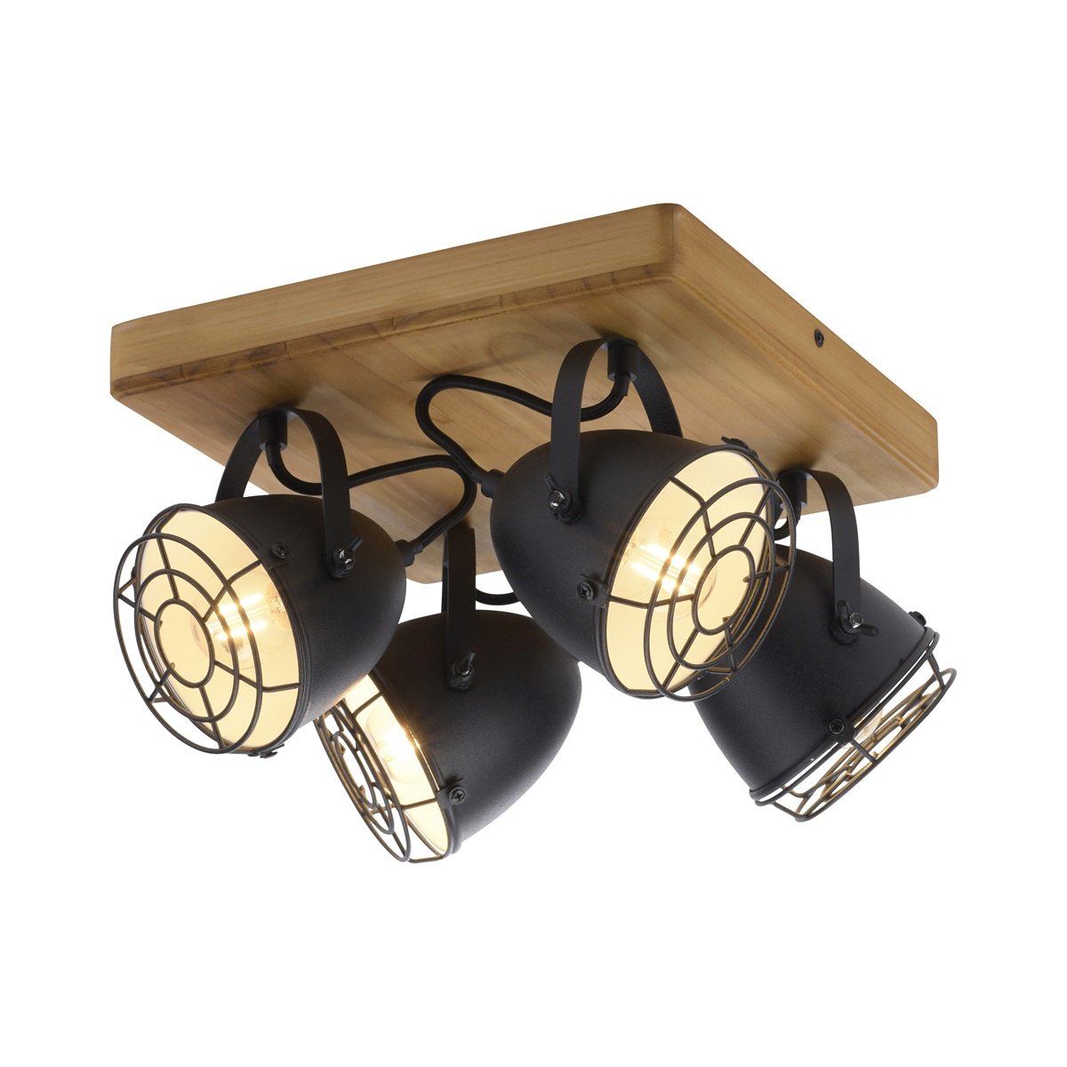 JUST LIGHT 15174-18 BEETLE Deckenleuchte 4-flammig schwarz Holz