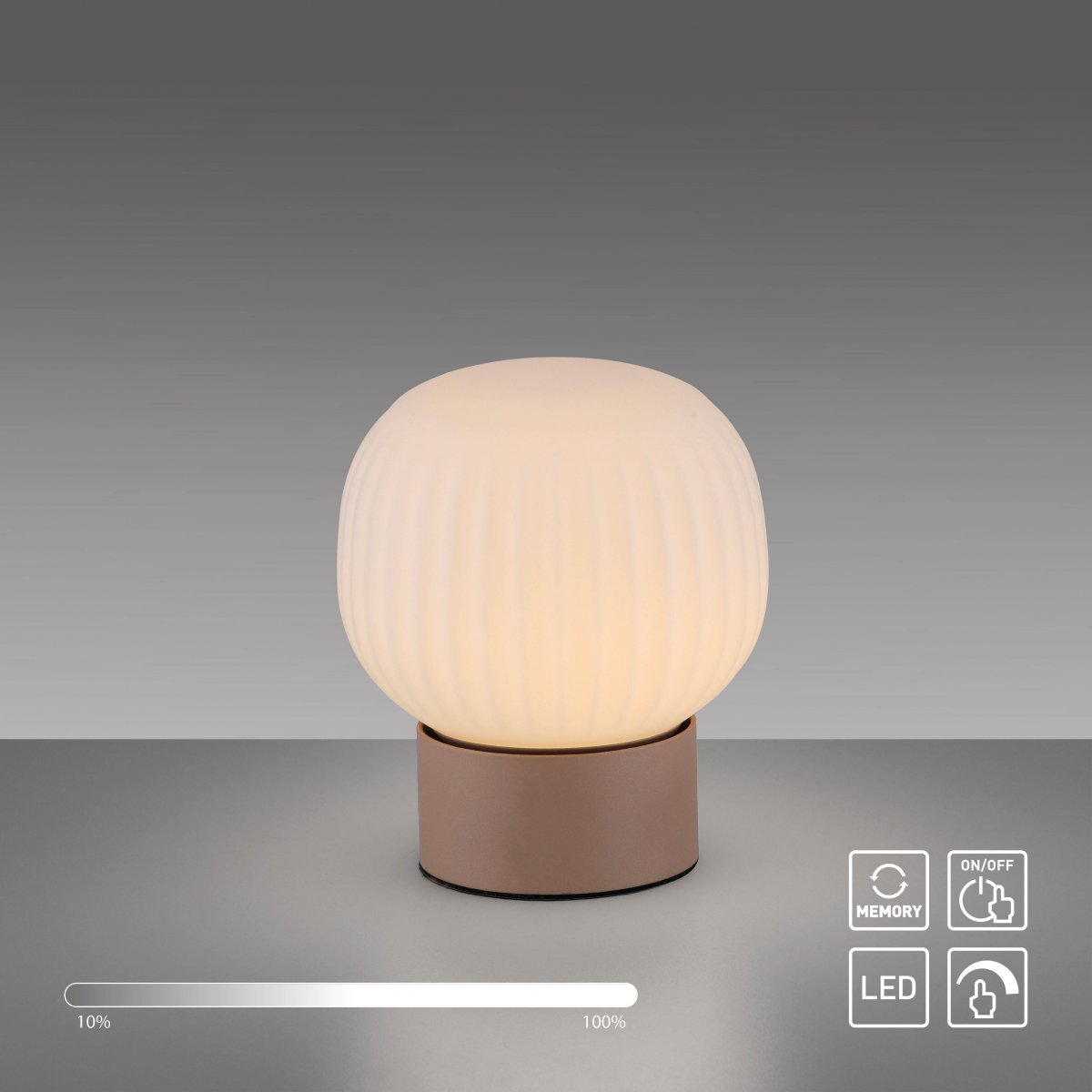 JUST LIGHT 15175-39 NAMI Tischleuchte sand geriffeltes Opalglas